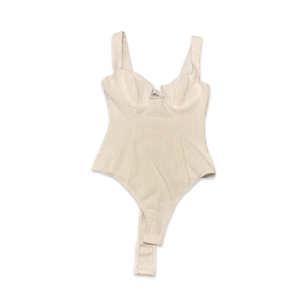 ASTR THE LABEL White AriaRibbed Bodysuit